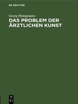 cover image of Das Problem der ärztlichen Kunst